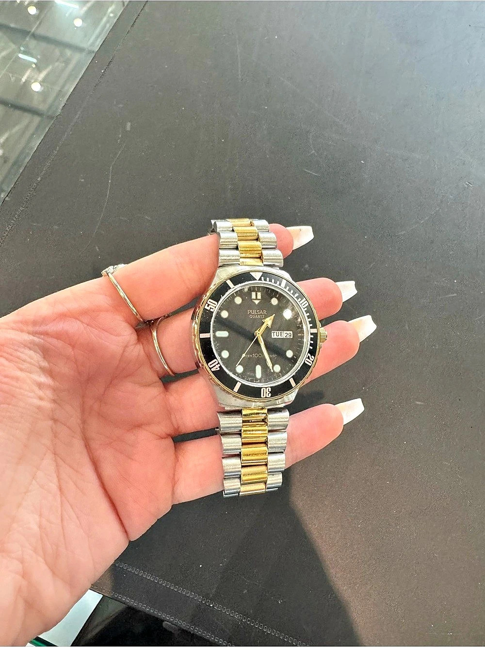 Vintage Pulsar by Seiko Quartz 100M Two-Tone Diver Watch – Near Mint / Worn Once